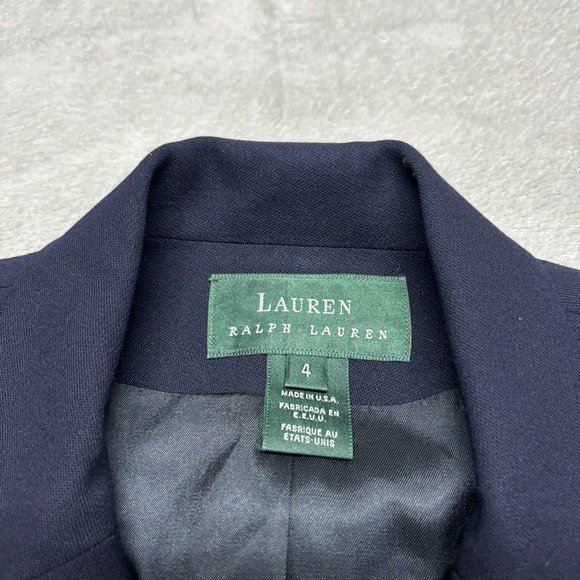 VTG Lauren Ralph Lauren Women's 4 Wool Coat Navy Blue Crest Gold Buttons USA - Picture 3 of 13